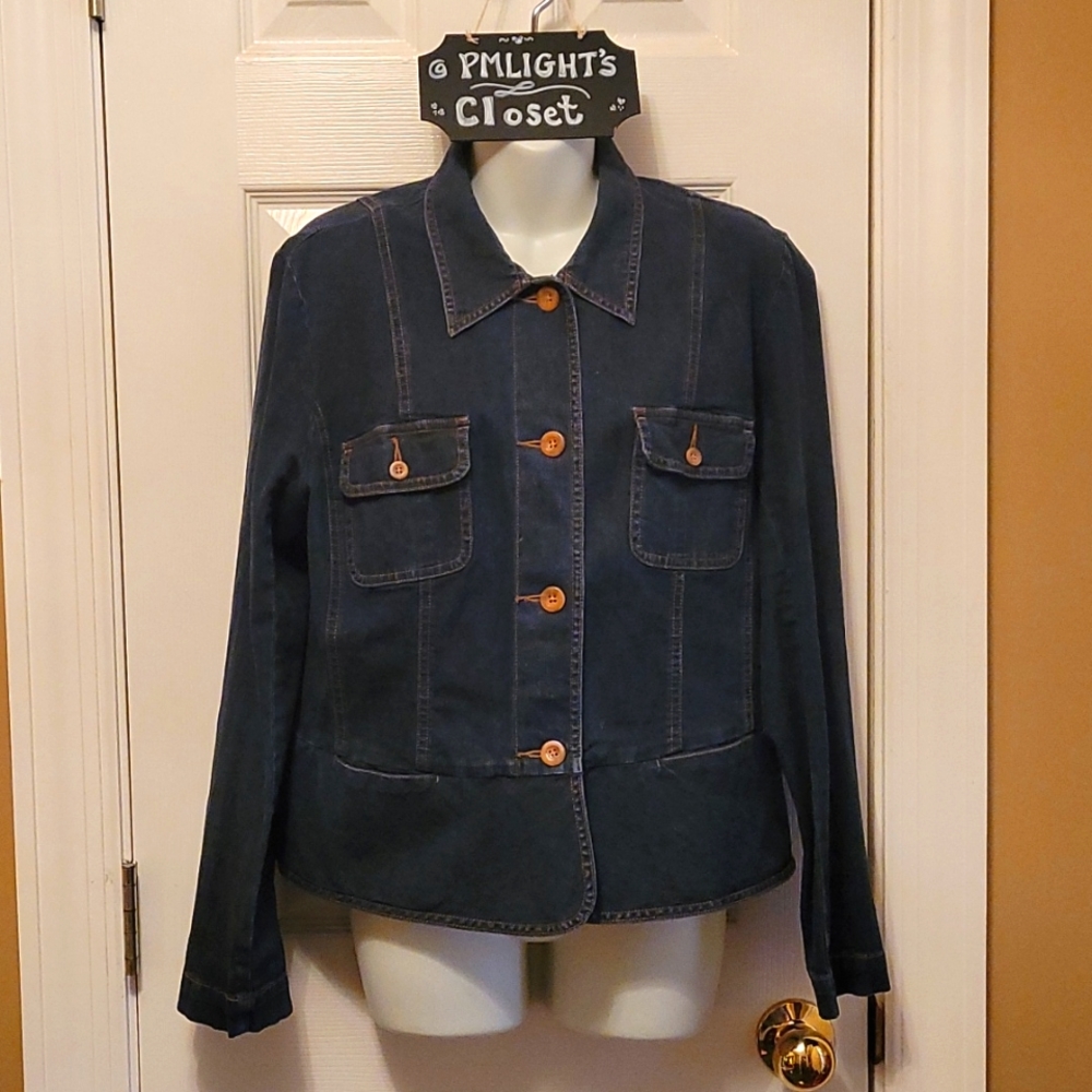 Cato Denim Jacket Large with Tan Buttons